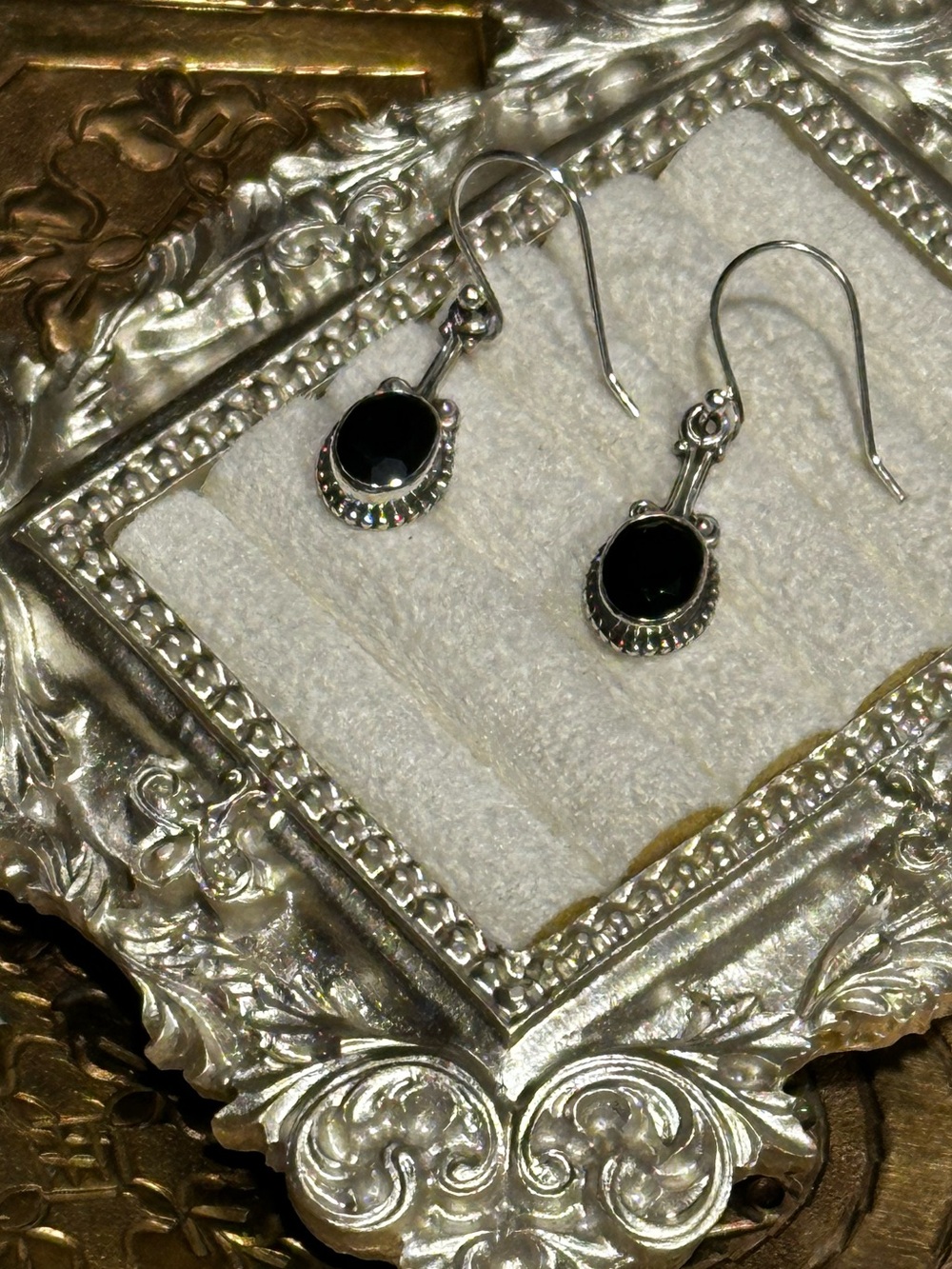 Black Onyx Sterling Silver S925 Dangle Earrings